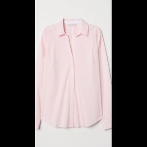H&M Pink V-Neck Long Sleeve Button Up Blouse
